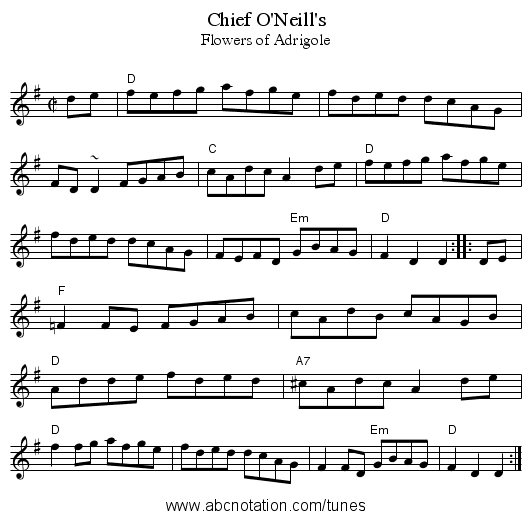 Chief O'Neill's - staff notation