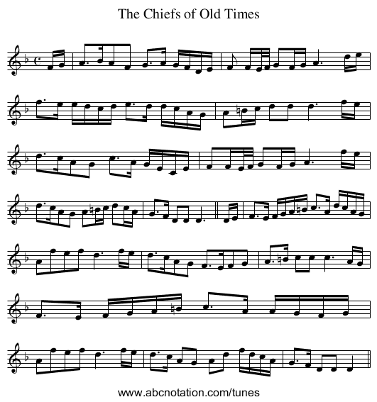 Chiefs of Old Times, The - staff notation