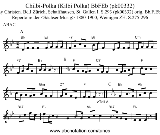 Chilbi-Polka (Kilbi Polka) BbFEb (pk00332) - staff notation