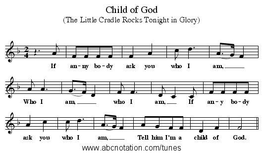 Child of God - staff notation