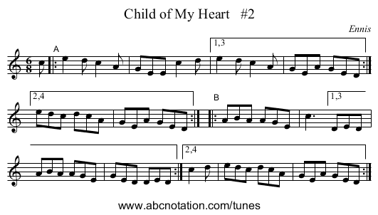 Child of My Heart   #2 - staff notation
