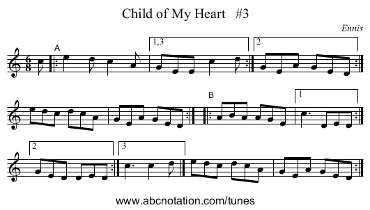 Child of My Heart   #3 - staff notation