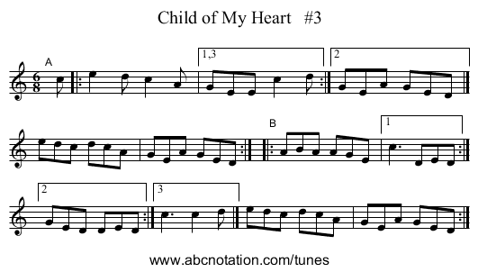 Child of My Heart   #3 - staff notation