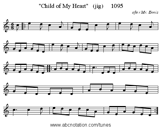Child of My Heart (jig) 1095 - staff notation