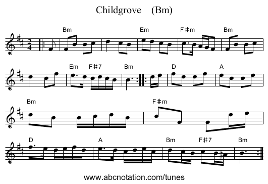 Childgrove    (Bm) - staff notation