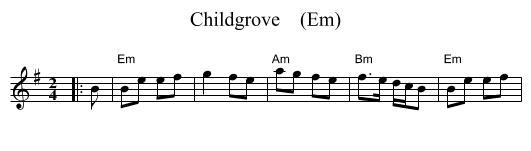 Childgrove    (Em) - staff notation