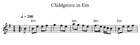 Childgrove in Em - staff notation