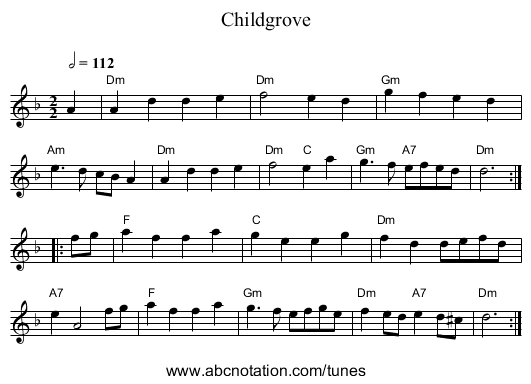Childgrove - staff notation