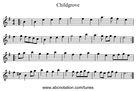 Childgrove - staff notation