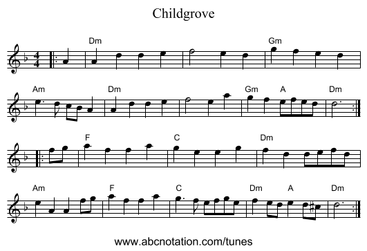 Childgrove - staff notation