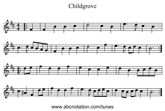 Childgrove - staff notation