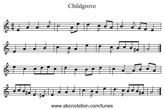 Childgrove - staff notation