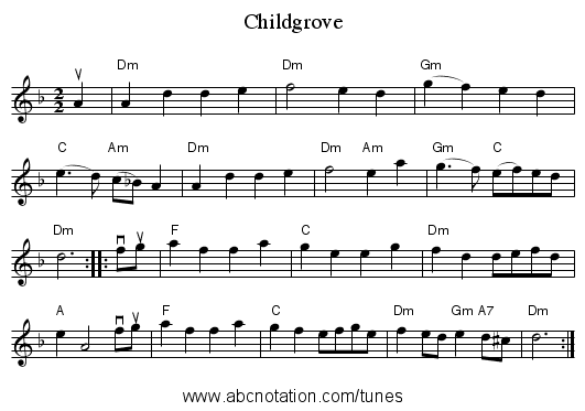 Childgrove - staff notation