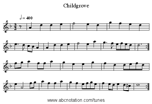 Childgrove - staff notation