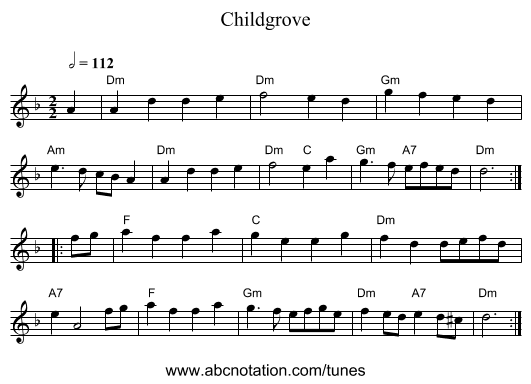 Childgrove - staff notation