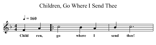 Children, Go Where I Send Thee - staff notation