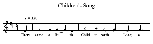 Children's Song - staff notation