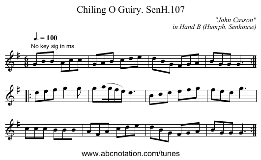 Chiling O Guiry. SenH.107 - staff notation