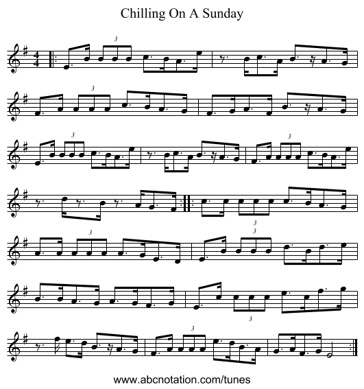 Chilling On A Sunday - staff notation