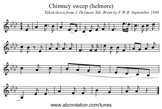 Chimney sweep (helmore) - staff notation