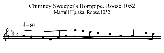 Chimney Sweeper's Hornpipe. Roose.1052 - staff notation