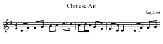Chinese Air - staff notation