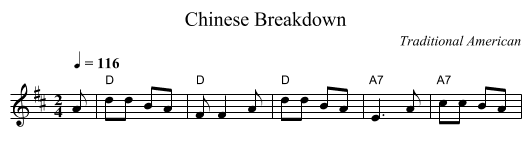 Chinese Breakdown - staff notation