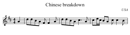 Chinese breakdown - staff notation