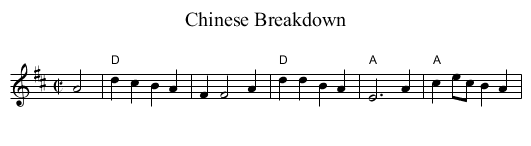 Chinese Breakdown - staff notation