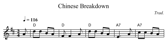 Chinese Breakdown - staff notation