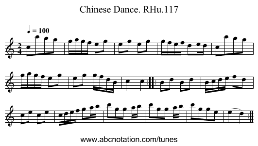 Chinese Dance. RHu.117 - staff notation