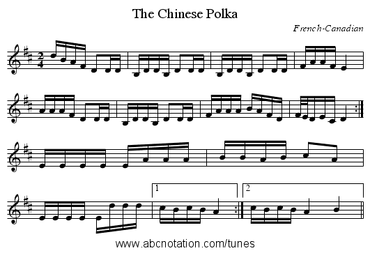 Chinese Polka, The - staff notation