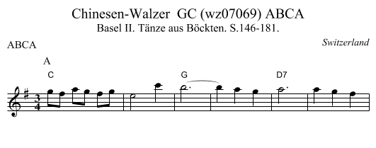 Chinesen-Walzer  GC (wz07069) ABCA - staff notation