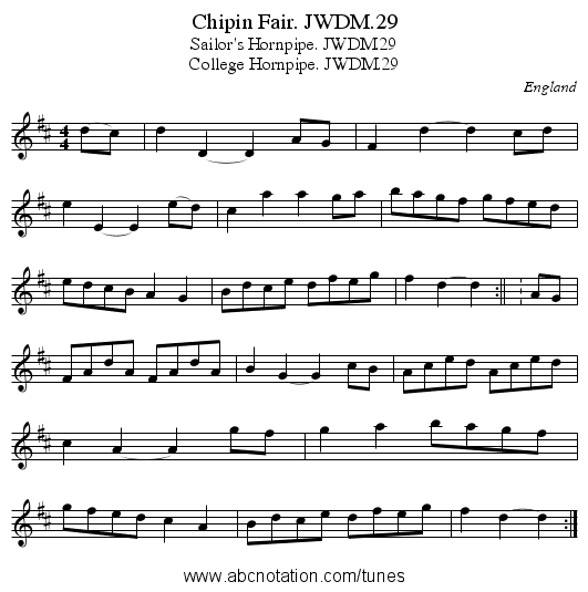 Chipin Fair. JWDM.29 - staff notation