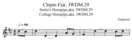 Chipin Fair. JWDM.29 - staff notation