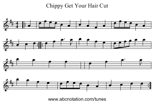Chippy Get Your Hair Cut - staff notation