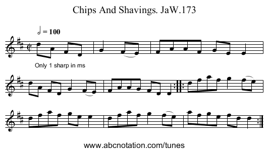 Chips And Shavings. JaW.173 - staff notation