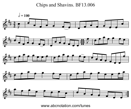 Chips and Shavins. BF13.006 - staff notation