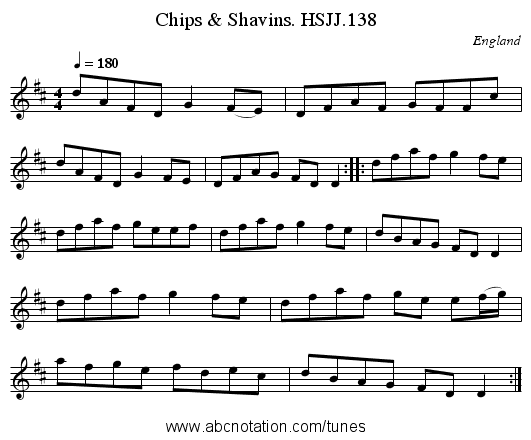 Chips & Shavins. HSJJ.138 - staff notation