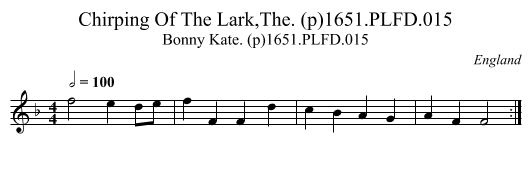 Chirping Of The Lark,The. (p)1651.PLFD.015 - staff notation