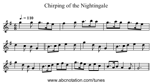 Chirping of the Nightingale - staff notation