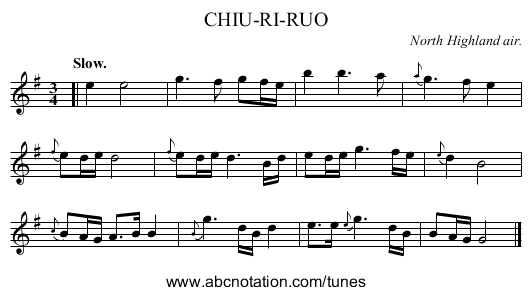 CHIU-RI-RUO - staff notation