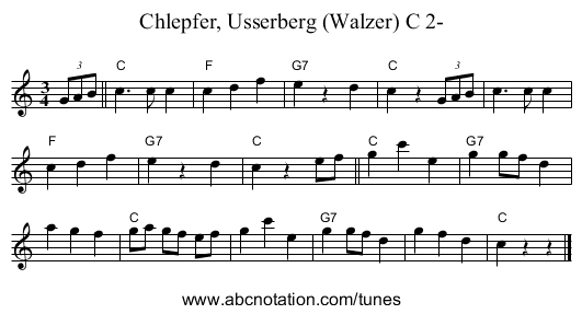 Chlepfer, Usserberg (Walzer) C 2- - staff notation