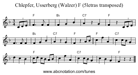 Chlepfer, Usserberg (Walzer) F (5letras transposed) - staff notation