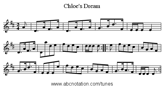 Chloe's Dream - staff notation