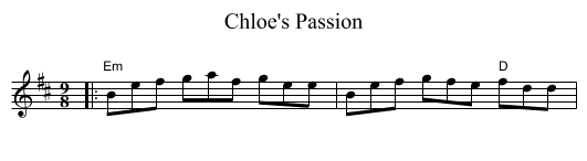 Chloe's Passion - staff notation