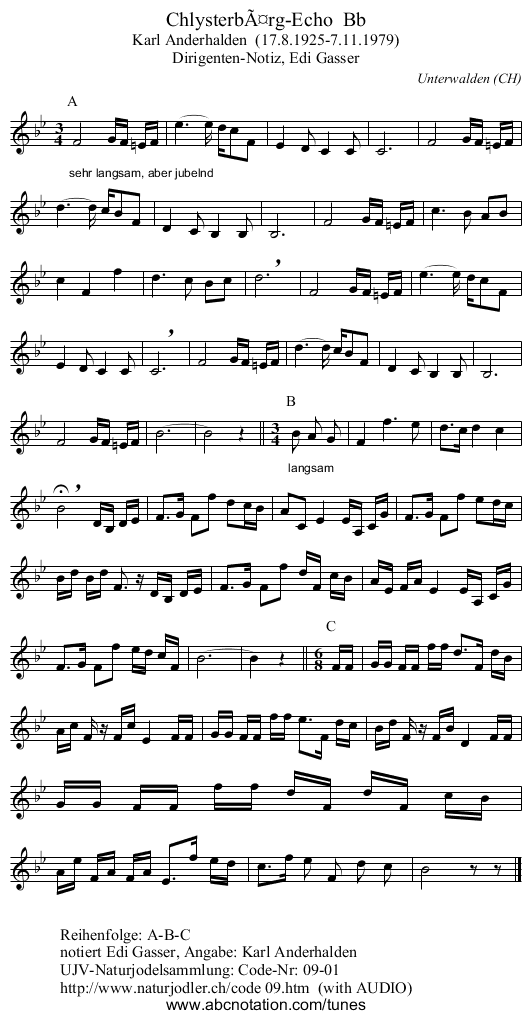 ChlysterbÃ¤rg-Echo  Bb - staff notation
