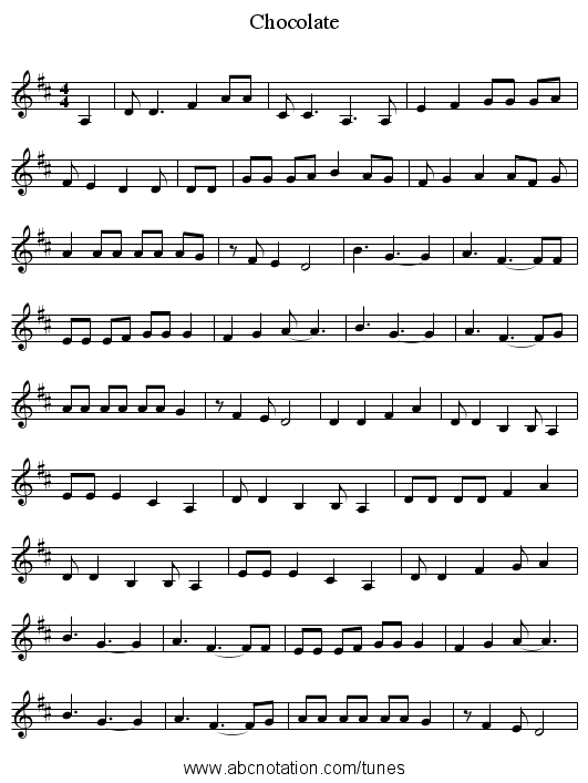 Chocolate - staff notation