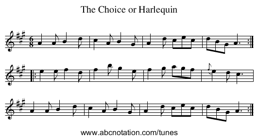 Choice or Harlequin, The - staff notation