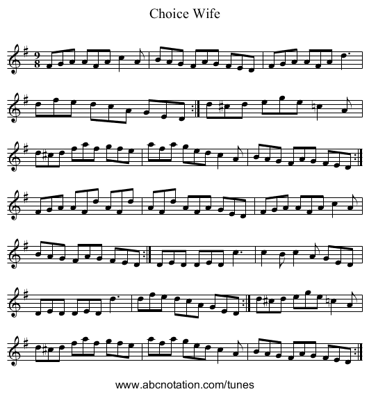 Choice Wife - staff notation